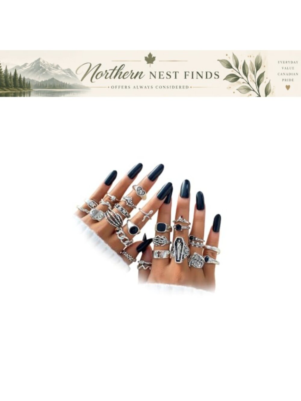Vintage Boho Stacking Knuckle Rings Set 25pc Stainless Steel Midi Stackable